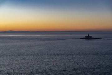 Beautiful sunrise at the entrance to Lisbon, Portugal