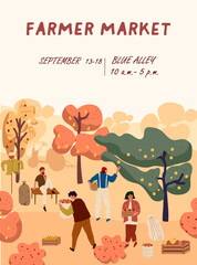 Harvest festival colorful poster , advertisement of seasonal agricultural event. Place for text.