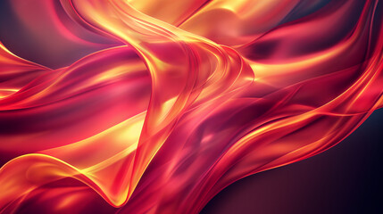 Obraz premium A digital abstract art piece with vibrant red and gold hues that evoke a sense of movement and energy