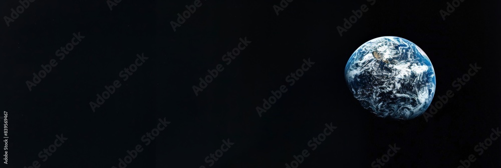 Poster beautiful image of earth isolated in the dark expanse of space. highlighting the planet's solitude a