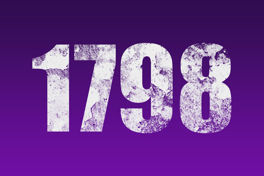 flat white grunge number of 1798 on purple background.	