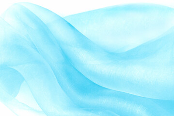 close up of the blue  organza fabric texture background