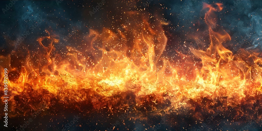 Poster flaming backdrop with spark elements for illuminated backgrounds. concept fire and sparks, illuminat