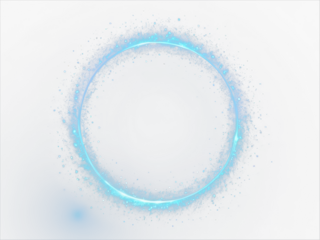 Blue light circle with sparkles, vector magic glow 3d effect. Realistic blue shiny ring or swirl, round frame of flare trail with glitter dust, blue fairy dust isolated on transparent background