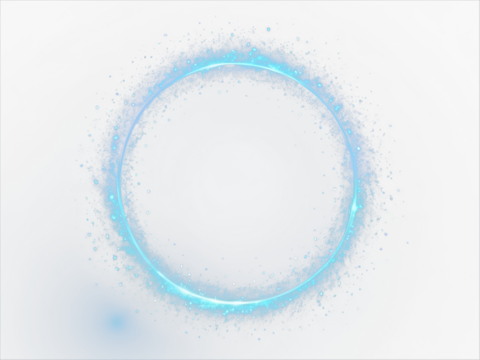 Blue light circle with sparkles, vector magic glow 3d effect. Realistic blue shiny ring or swirl, round frame of flare trail with glitter dust, blue fairy dust isolated on transparent background