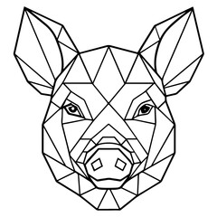 Fototapeta premium pig portrait full body low poly polygon illustration, isolated on transparent background