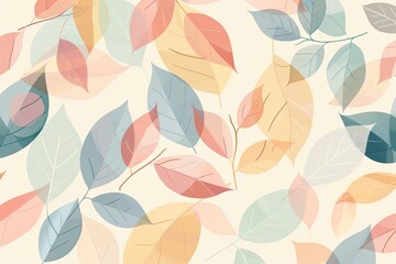 Fototapeta premium Simple, abstract leaf shapes in pastel colors, creating a cute and nature-inspired background