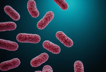 Fototapeta premium A digital illustration depicting rod-shaped bacteria against a blue background