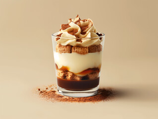 tiramisu in a glass, with layers of coffee-soaked ladyfingers and mascarpone