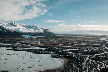 Skaftafell national park with Glacier Sv&iacute;nafellsj&ouml;kull in Iceland. The best trekking in Iceland.