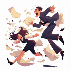 Obraz premium Business Colleagues Running and Arguing