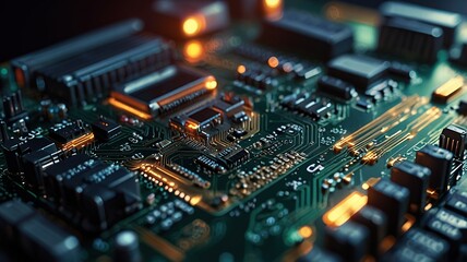 Obraz premium Closeup Locked electronic circuit board Computer Security concept hardware concept 