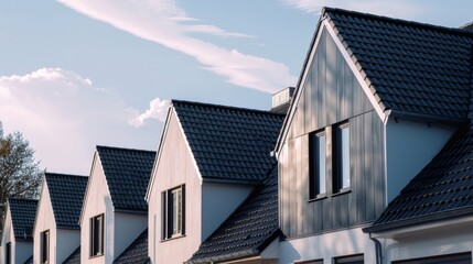 Searching residence and real estate concept. A house whose color is unlike any other house