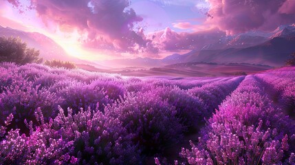 A stunning view of lavender fields filled with vibrant blooms