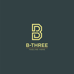 initial letter B logo, B3 or B-Three logo, modern minimalist stock vector