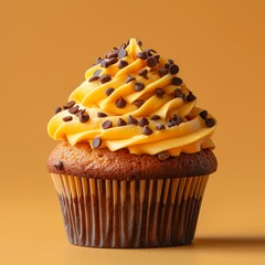 Photo of a cupcake with solid colors in background