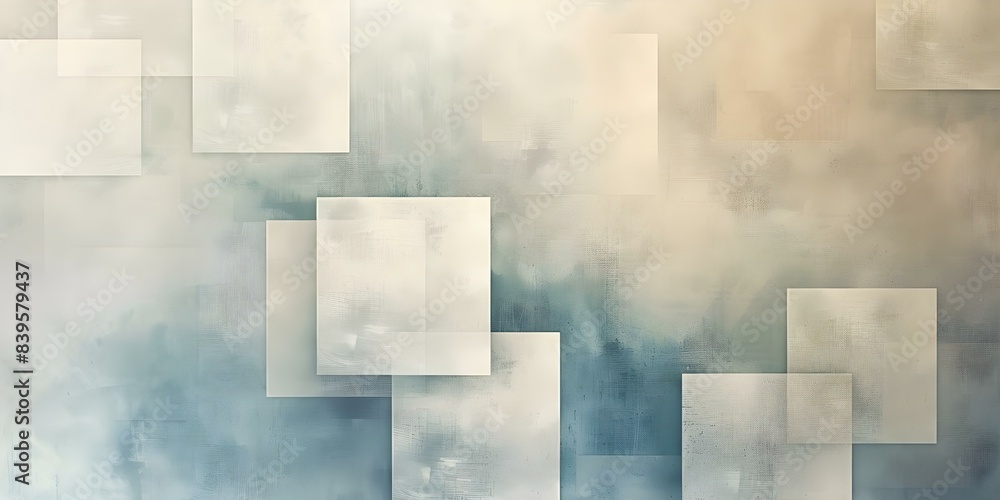 Poster a soft background in a muted color palette with subtle gradients and squares for design elements the