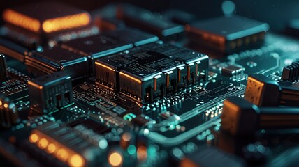 Free Photo secure connection or cybersecurity service concept of compute motherboard closeup