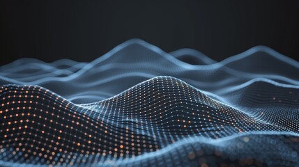 Futuristic blue digital wave with glowing particles