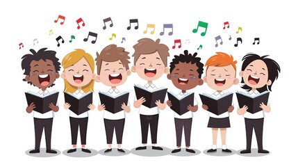 A group of people singing in a choir. Suitable for music and performance concepts