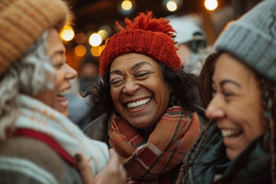 diverse senior woman at social gathering event, smiling. candid lifestyle moment - Powered by Adobe