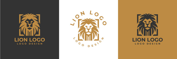Lion head logo icon. lion head square stule badge symbol. Premium king animal sign. Vector illustration. lion head outline logo vector © iamfrk7