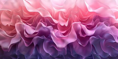 Fototapeta premium 3D abstract rendering of translucent film ruffles in pink and violet. Concept Abstract Art, 3D Renderings, Translucent Film, Pink Ruffles, Violet Accents