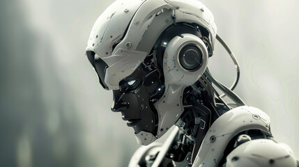 Fototapeta premium A white angry robot