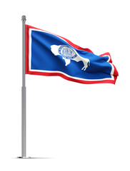 Flag of Wyoming - US state - isolated on white background. 3d-rendering