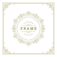 Vintage flourishes ornament swirls lines frame template vector illustration.