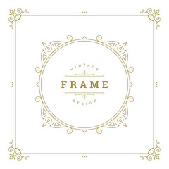 Vintage flourishes ornament swirls lines frame template vector illustration.