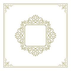 Vintage flourishes ornament swirls lines frame template vector illustration.