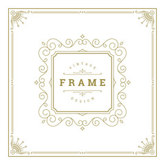 Vintage flourishes ornament swirls lines frame template vector illustration.