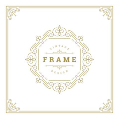 Obraz premium Vintage flourishes ornament swirls lines frame template vector illustration.