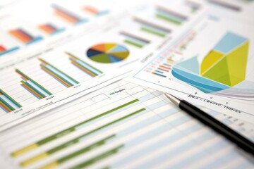 Close-up of colorful business analytics graphs