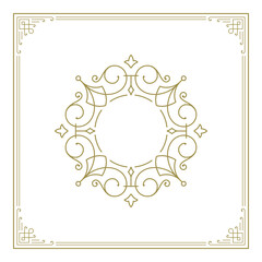 Vintage flourishes ornament swirls lines frame template vector illustration.