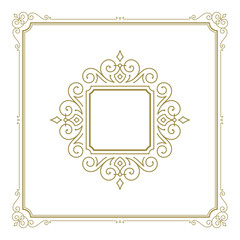 Vintage flourishes ornament swirls lines frame template vector illustration.