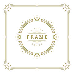Vintage flourishes ornament swirls lines frame template vector illustration.