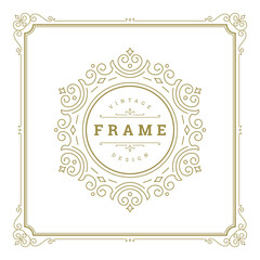 Vintage flourishes ornament swirls lines frame template vector illustration.