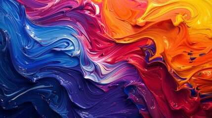 Obraz premium The canvas comes alive with bold strokes of color, transforming into a dynamic gradient wave.