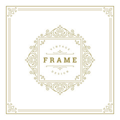 Obraz premium Vintage flourishes ornament swirls lines frame template vector illustration.