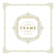 Obraz premium Vintage flourishes ornament swirls lines frame template vector illustration.