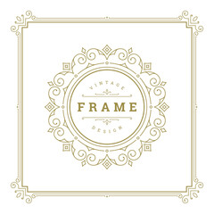 Vintage flourishes ornament swirls lines frame template vector illustration.