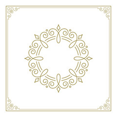 Vintage flourishes ornament swirls lines frame template vector illustration.
