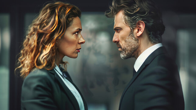 Man and woman having a dispute in a business meeting