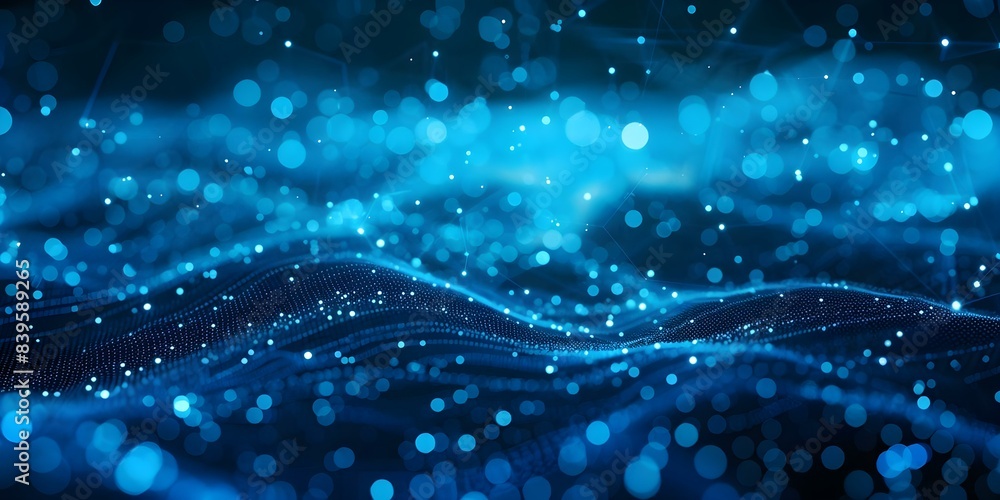 Poster complex and abstract blue digital data visualization background for science. concept data visualizat
