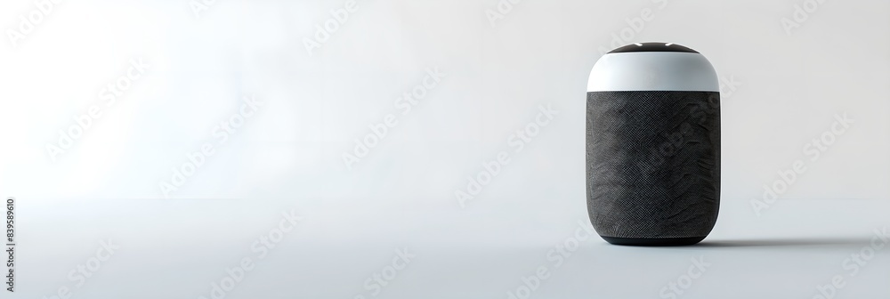 Poster smart speaker on a white background with copy space. smart home assistant with ai. voice controlled 