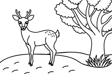 deer line art silhouette vector illustration