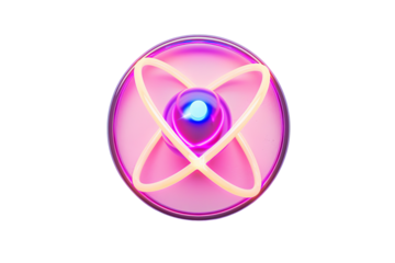 A glowing atom with a blue core.