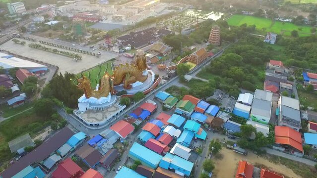 Aerial view of Dragon Descendants Museum, Suphan Buri Province, central Thailand, in 2021.
Aerial view of Mueang District, Suphan Buri Province, central Thailand, in 2021.